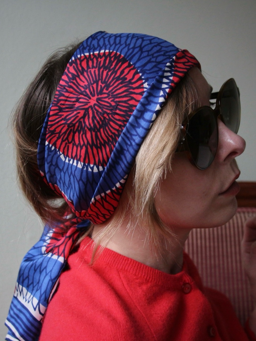 1970's Vera Neumann Ladybug Silk Starburst Medallion Scarf